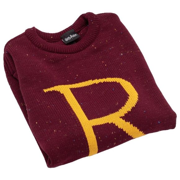 Harry Potter Mens Ron Weasley R Knitted Christmas Sweater / Red/Yellow - Picture 4 of 5